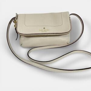 Kate Spade New York Mansfield Marianna Pebbled Leather Flap Crossbody Bag Ivory